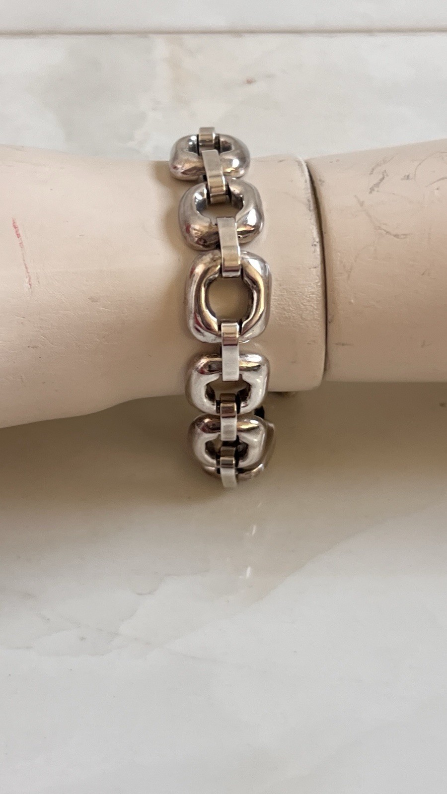 Ciclon , spanish brand silver plated link bracelet adjustable toggle clasp, used