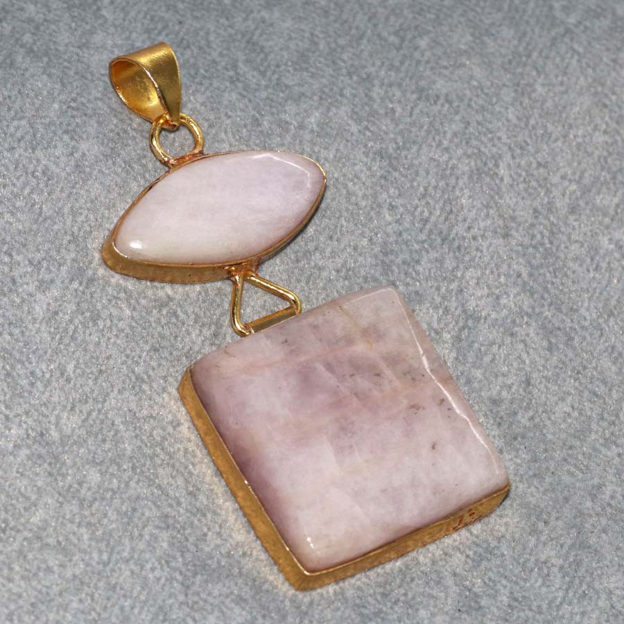 Golden Plated Long Kunzite Pendant 2.4″ Valentine Gifts Limited Stock Deal MJ