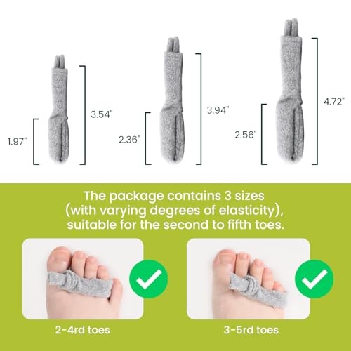 Adjustable Hammer Toe Corrector – 6 Pack Broken Toe 6 Count (Multi-Size) Gray