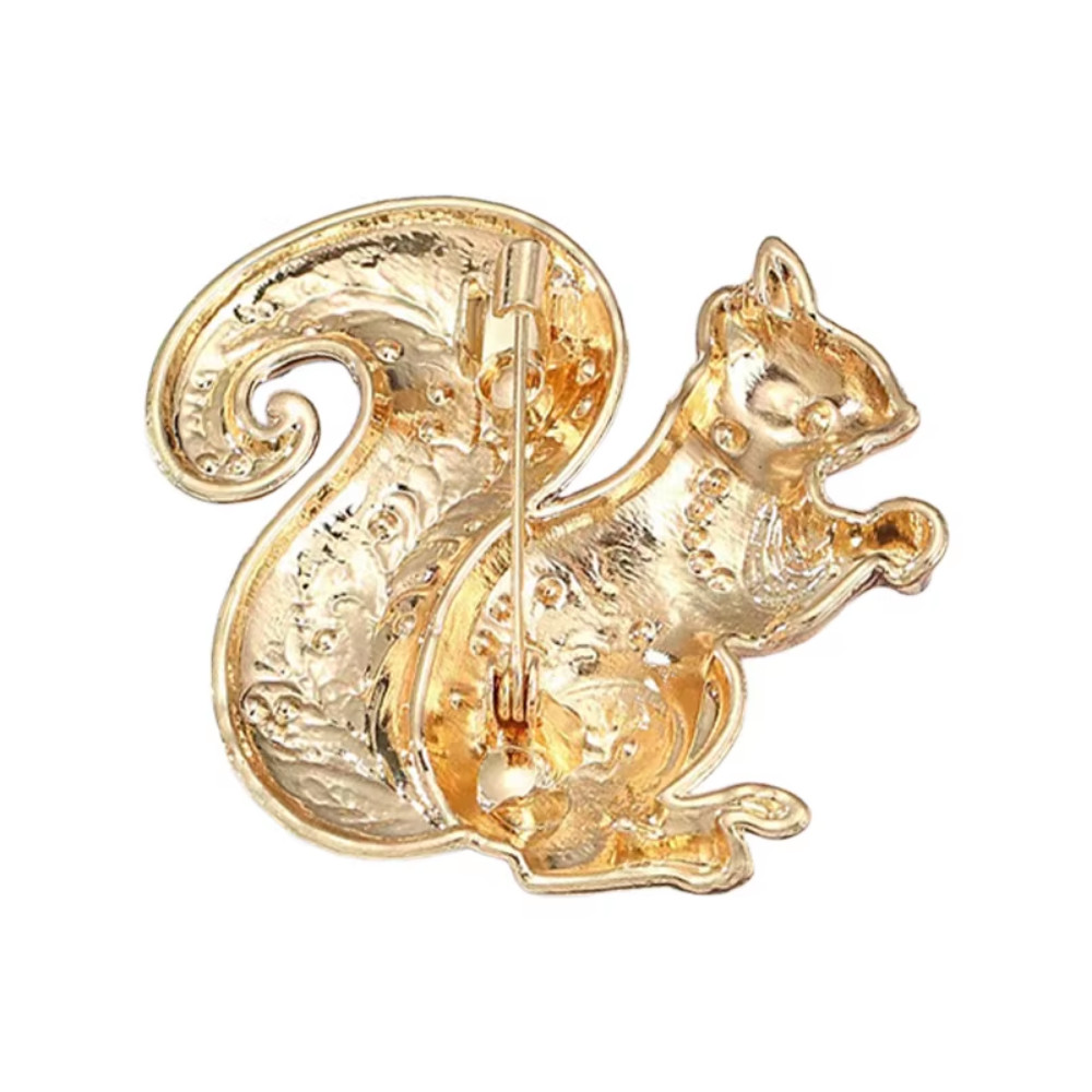 Vintage Gold Tone Squirrel Brooch Retro Animal Pin Fall Autumn Jewelry Gift