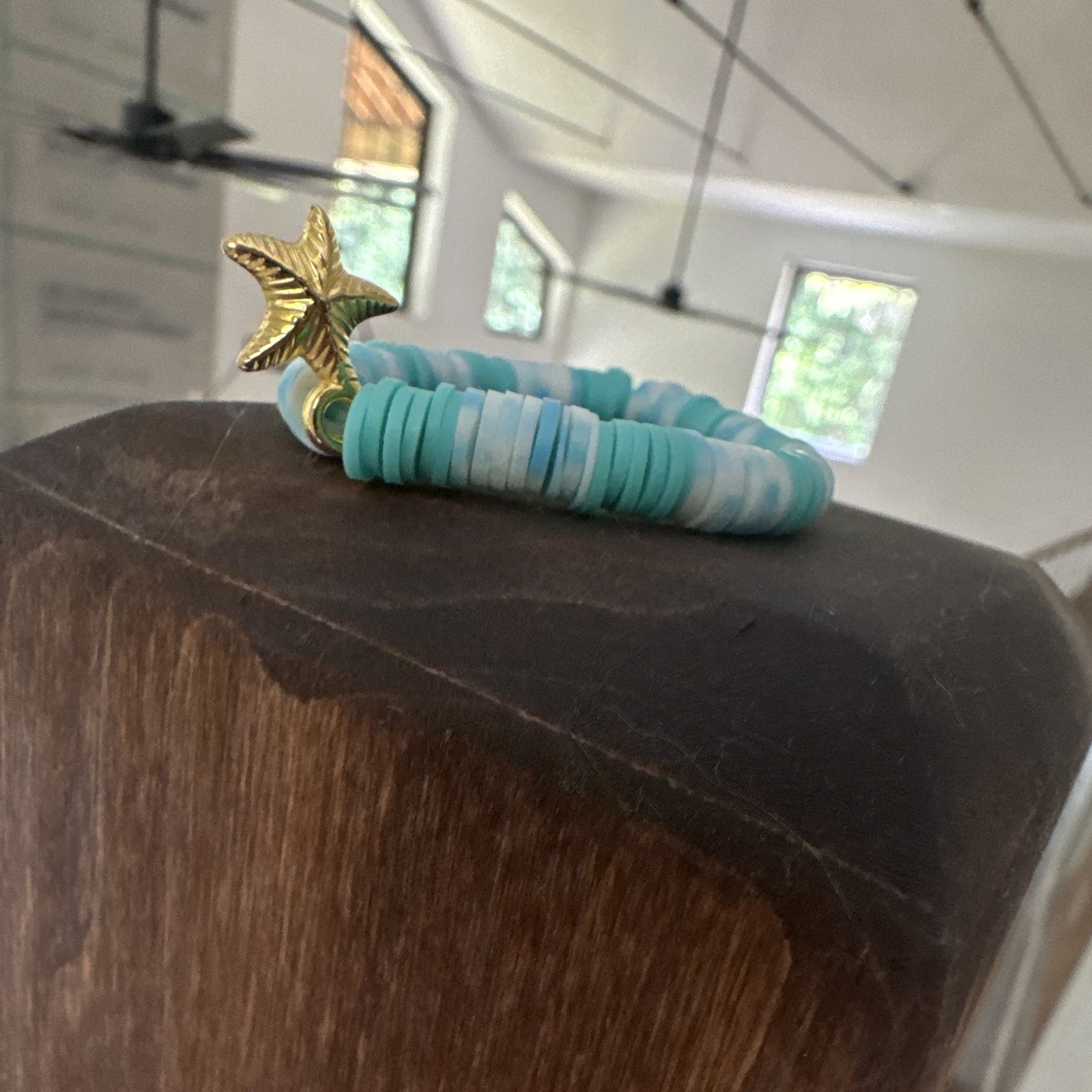 size, small clay bead bracelet, handmade starfish charm