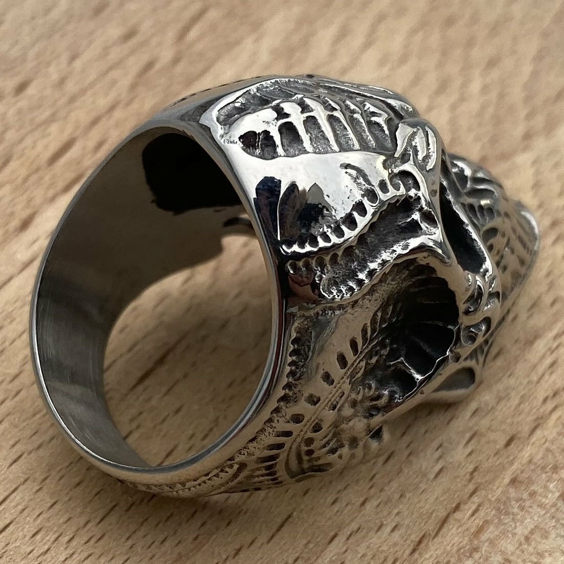 MENDEL Mens Gothic Stainless Steel Biker Skull Ring Men Size 7 8 9 10 11 12 15