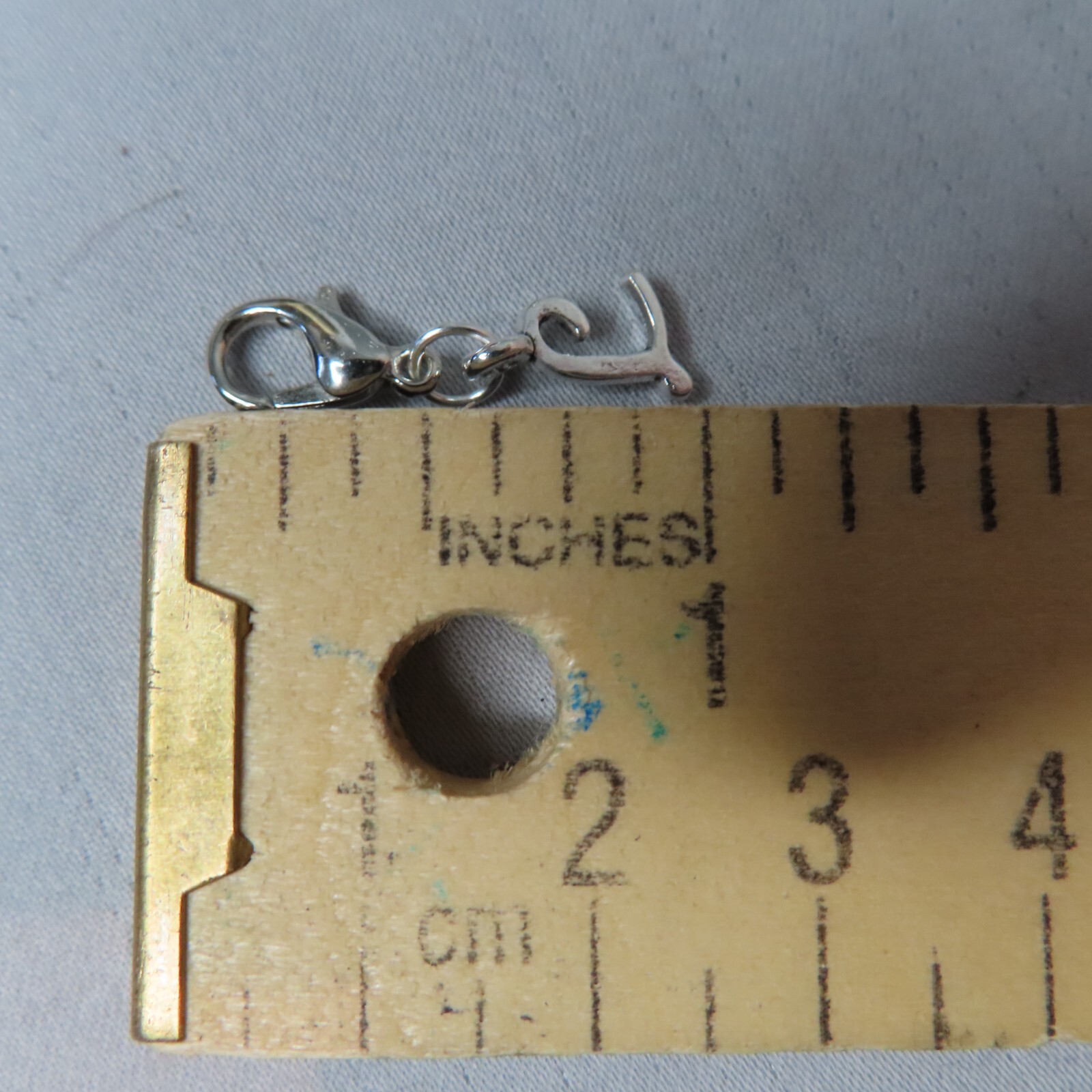 Initial CURSIVE LETTER L Charm Zipper Pull Keychain Add On Clip Silver Tone