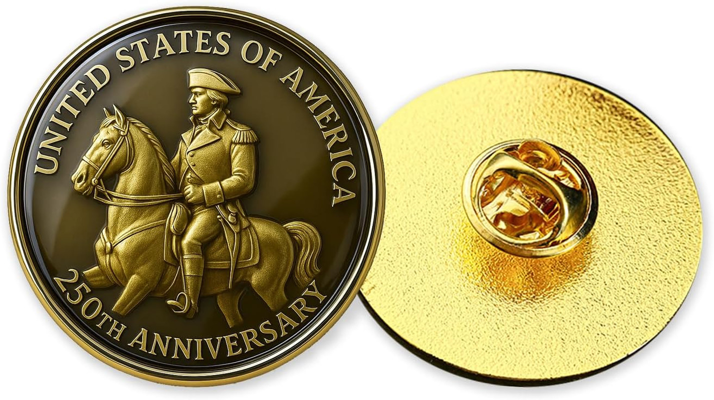 2 Pcs Washington USA 250Th Anniversary Commemoration Enamel Pins, America Birthd