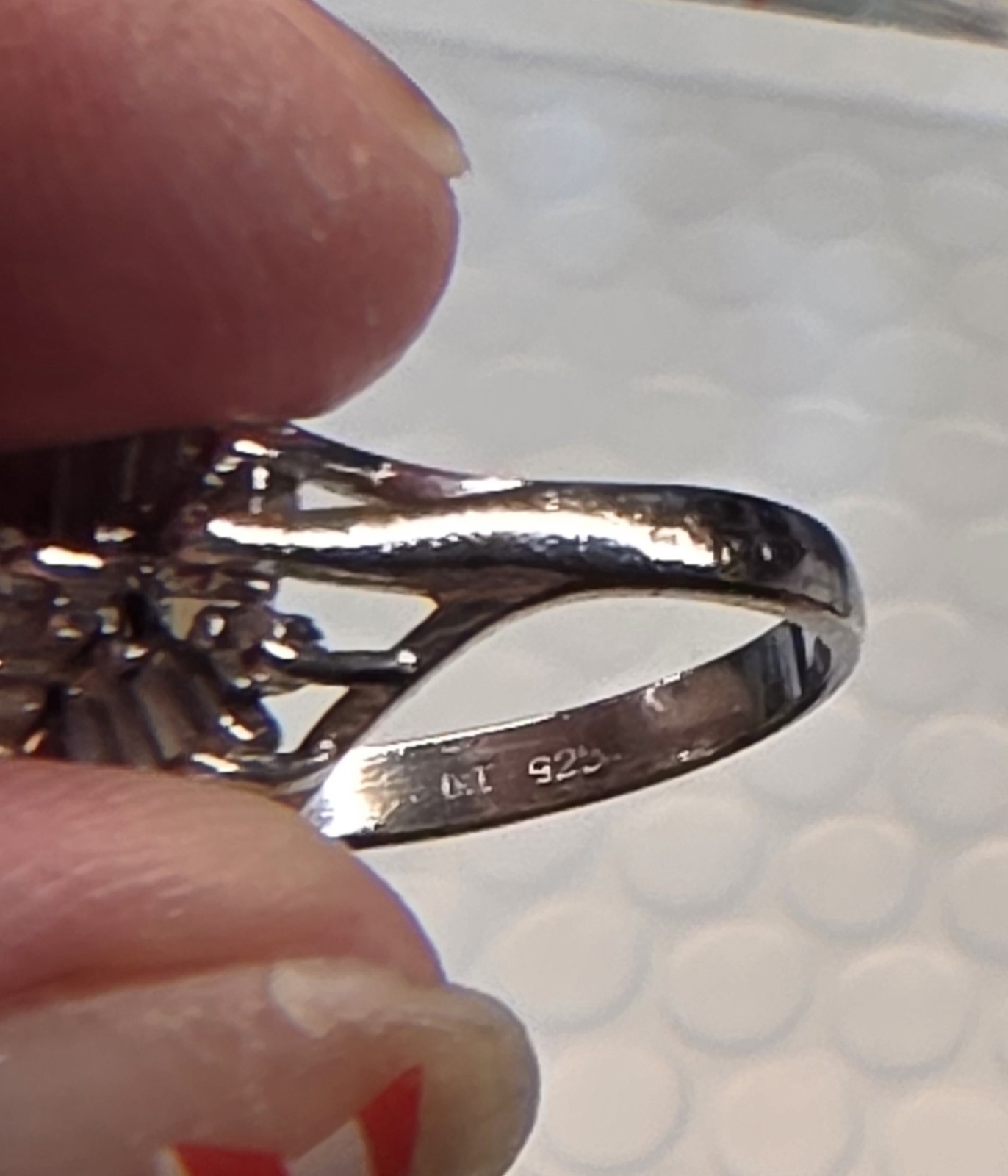 Sterling Silver CZ Cocktail Ring Size 6 3/4