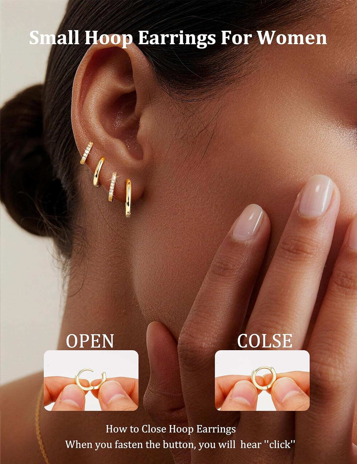 9 Pairs Gold Hoop Earrings Sets for Women | 14K Gold Plated Hypoallergenic Huggi