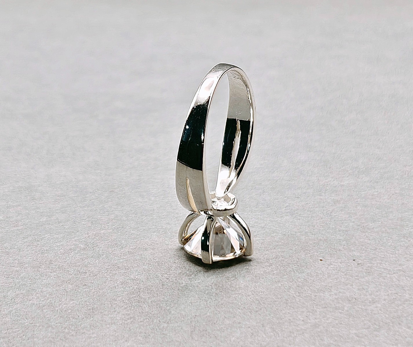 2.20 ct certified treated white diamond ring in 925 silver