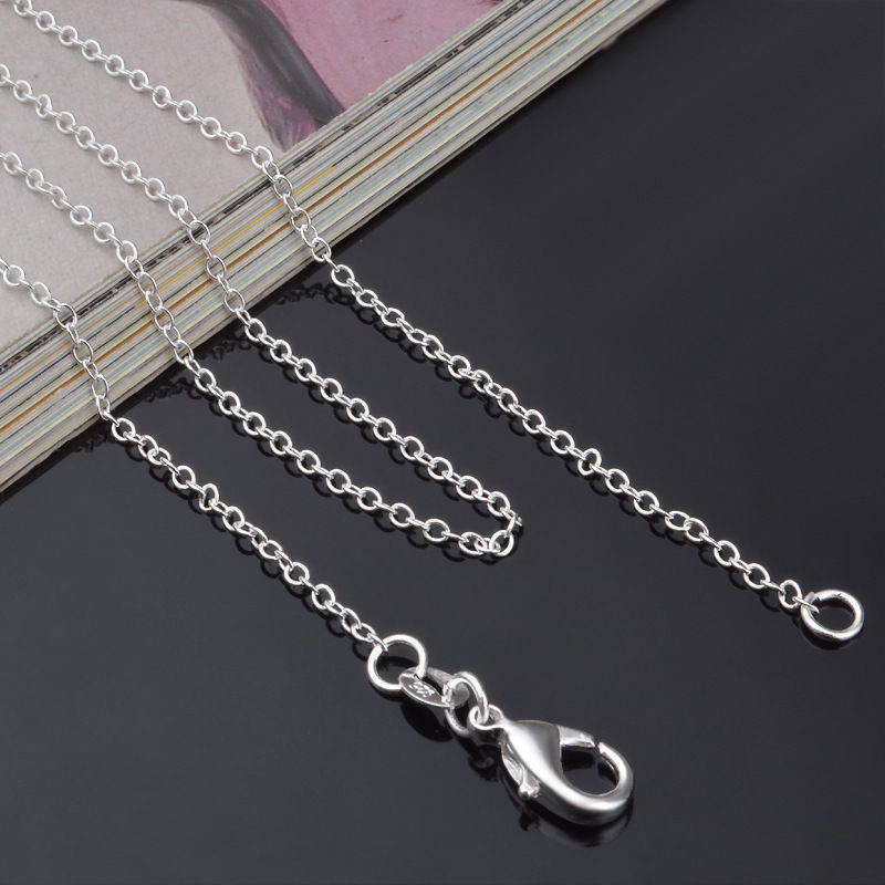 Wholesale 10pcs 925 Sterling Solid Silver 1mm 16inch -24inch Rolo Chain Necklace