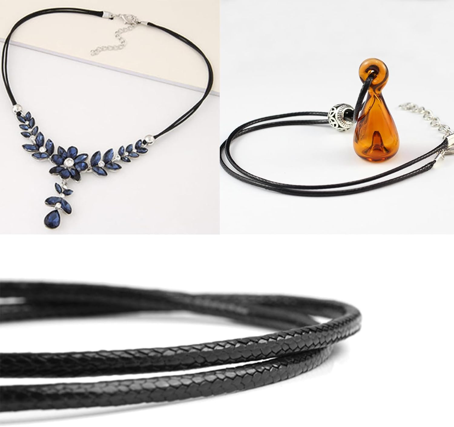 Necklace Cord Bulk, Waxed Necklace Chain, Black Waxed Necklace Cord String for J