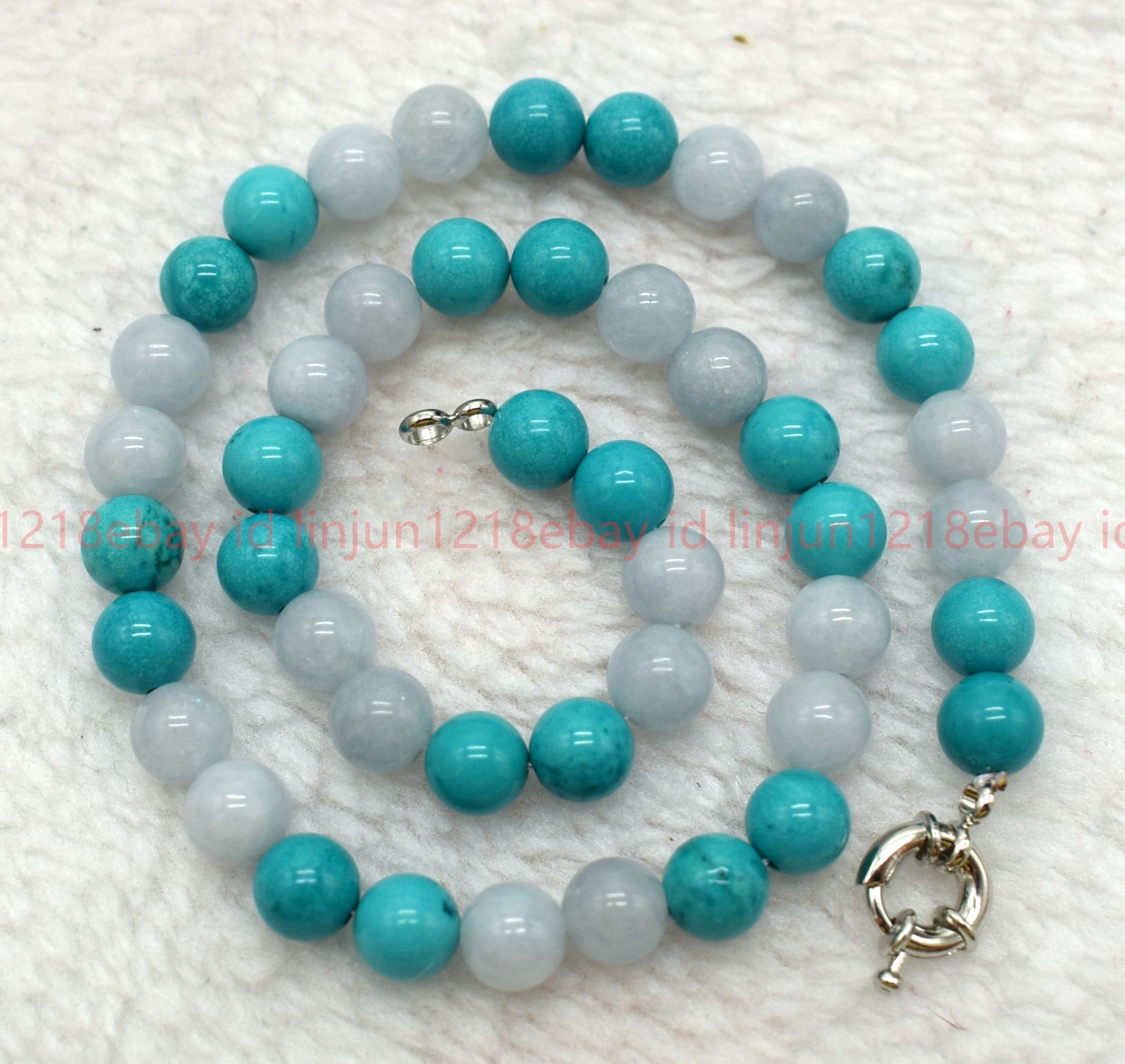 New Beautiful 8mm Blue Aquamarine Turquoise Gems Round Beads Necklace 16-36in