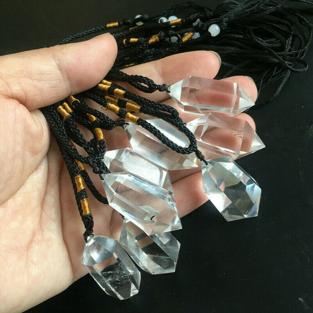 Crystal Necklace Black Clear Pink Fluorite Amethyst Citrine Labradorite Quartzs