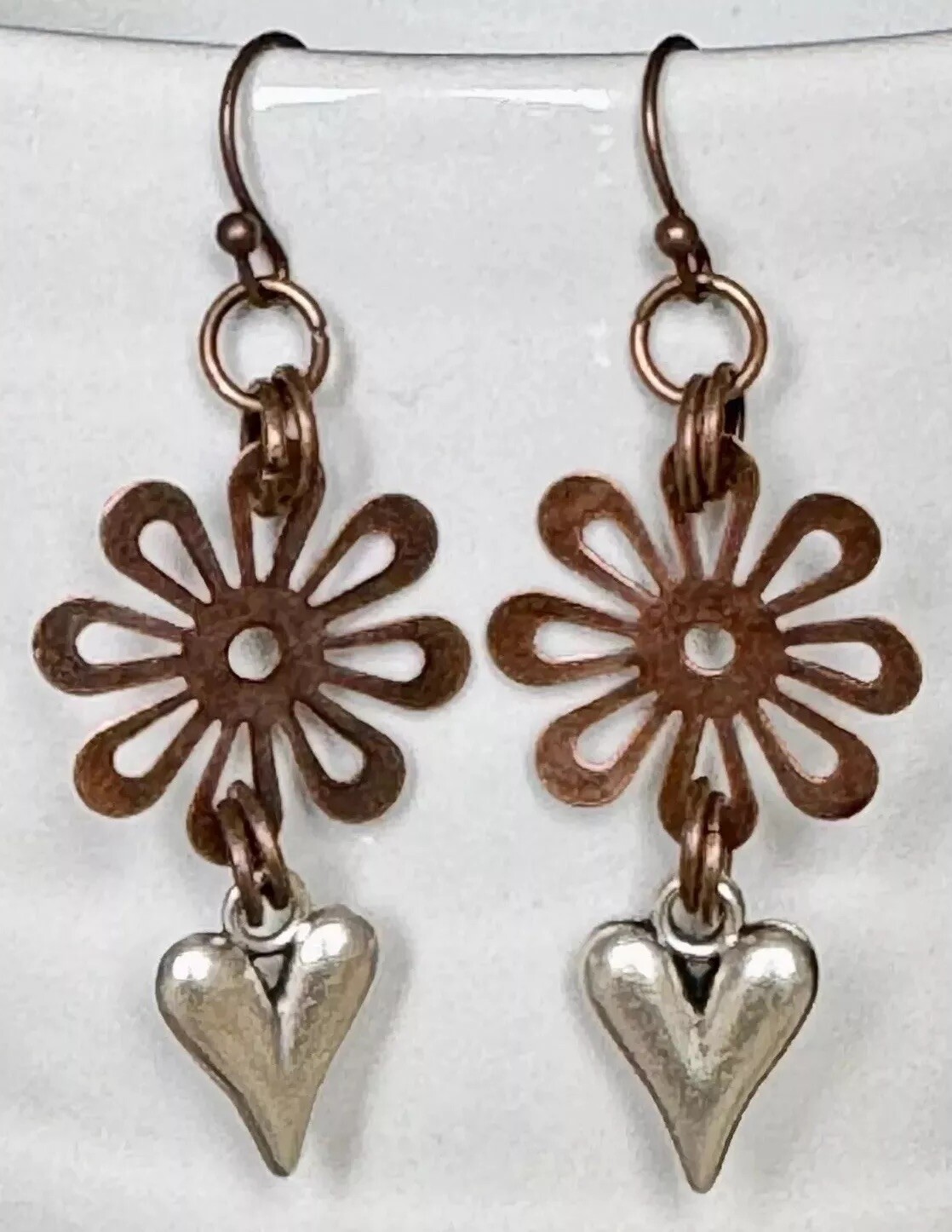 Copper Flower and Silver Heart. Nature. Love.