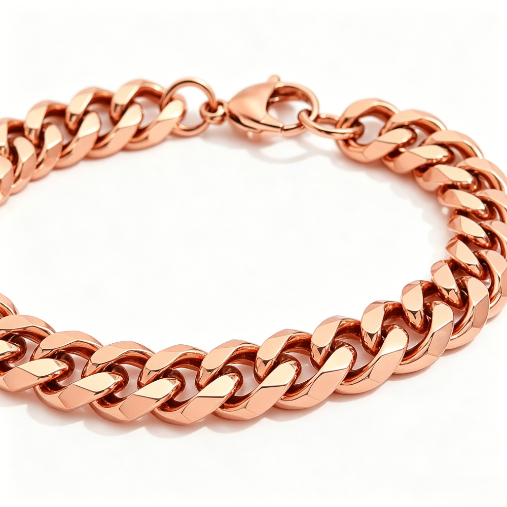 8mm Pure Solid Copper Bracelet Arthritis Cuban Chain Curb Link Rider Bracelet