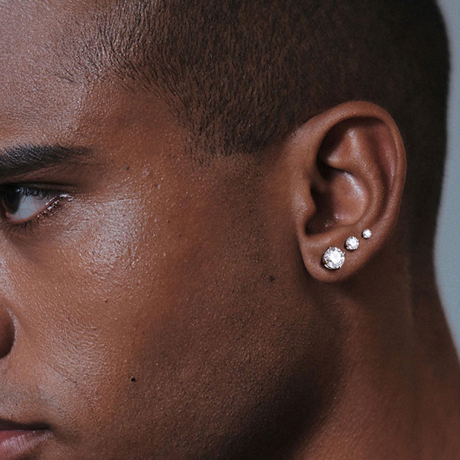 6 Pairs Earrings Set for Men 316L Stainless Steel 3/5/7mm CZ Round and Prince…