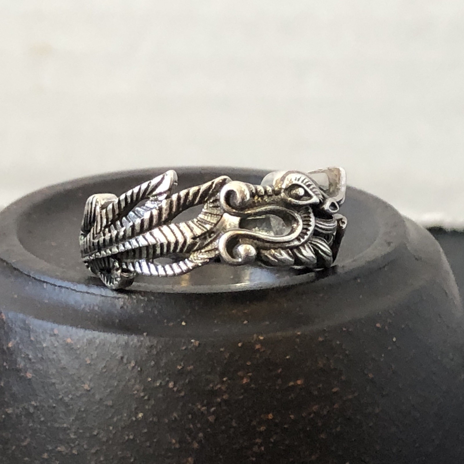 Vietnam Sand Dragon Ring Silver Plated Jewelry Fashion Adjustable Goth Luck NEW
