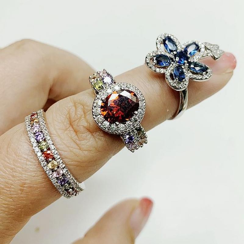 20-100x Wholesale Colored Zircon Rings Bulk Rings Jewelry Mixed Sizes