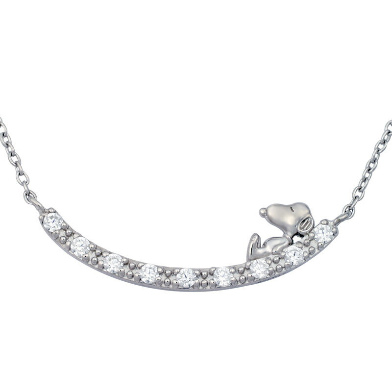 Peanuts Snoopy HAPPY Necklace Silver 925 SV925 40cm 16″ in Box Japan New