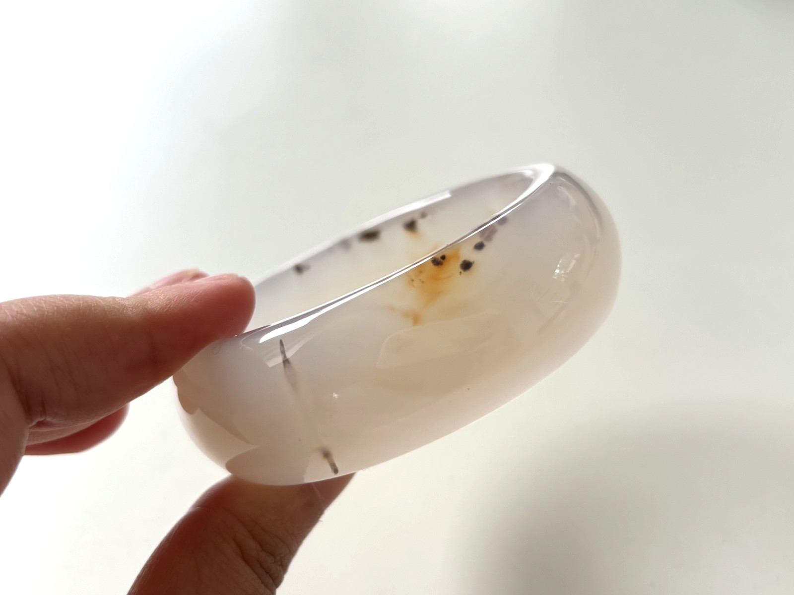 50mm Carnelian Agate Bangle Bracelet Cream Lace Agate Banding
