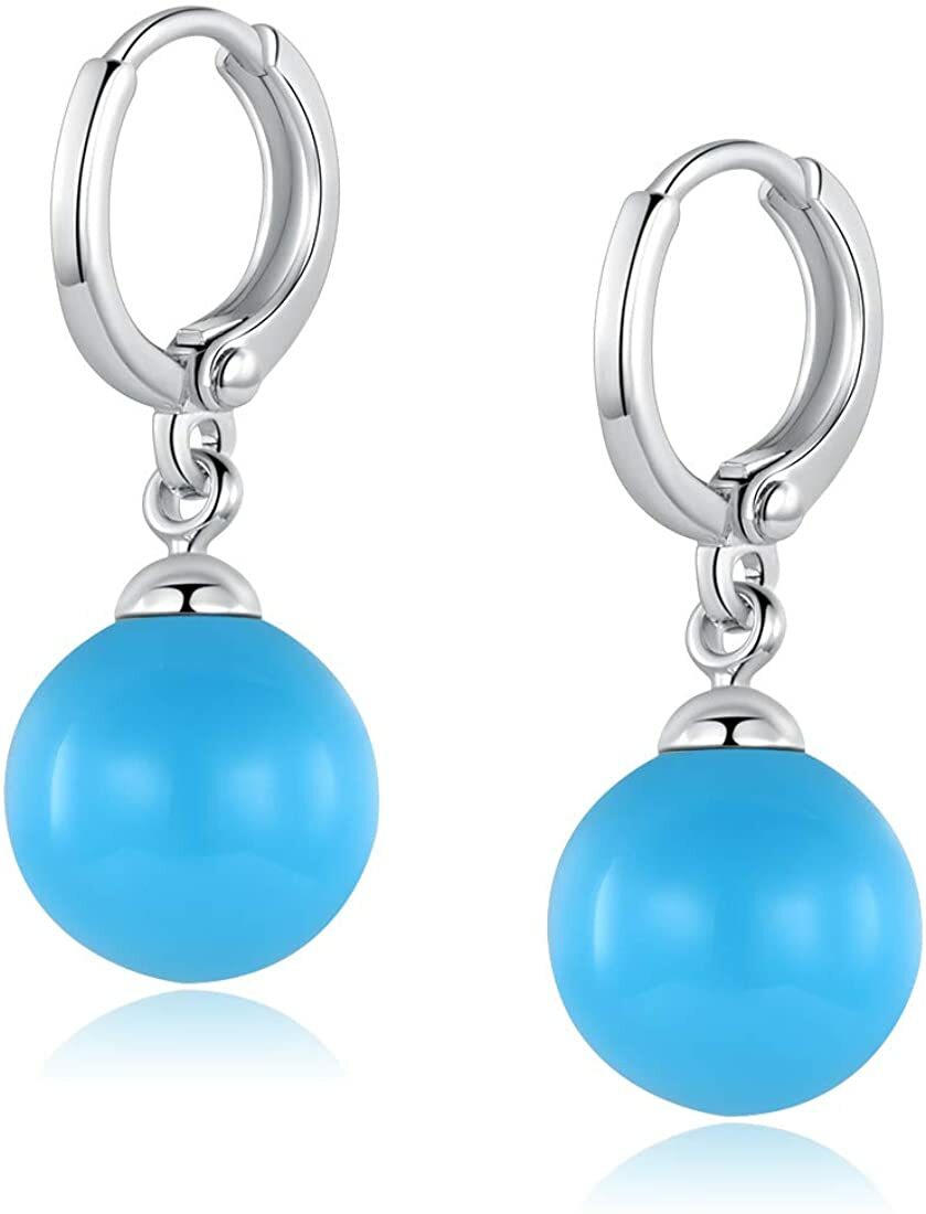 LOVELY Pearl Earrings 18k White Gold Dangle Beautiful Earrings for Women Plated