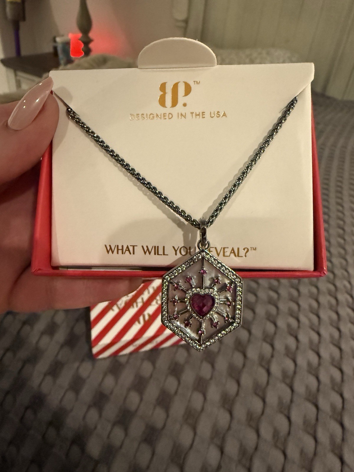 Bomb Party July 2026 HEARTS ON FIRE Heart Necklace Ruby Hematite Plating NK87146