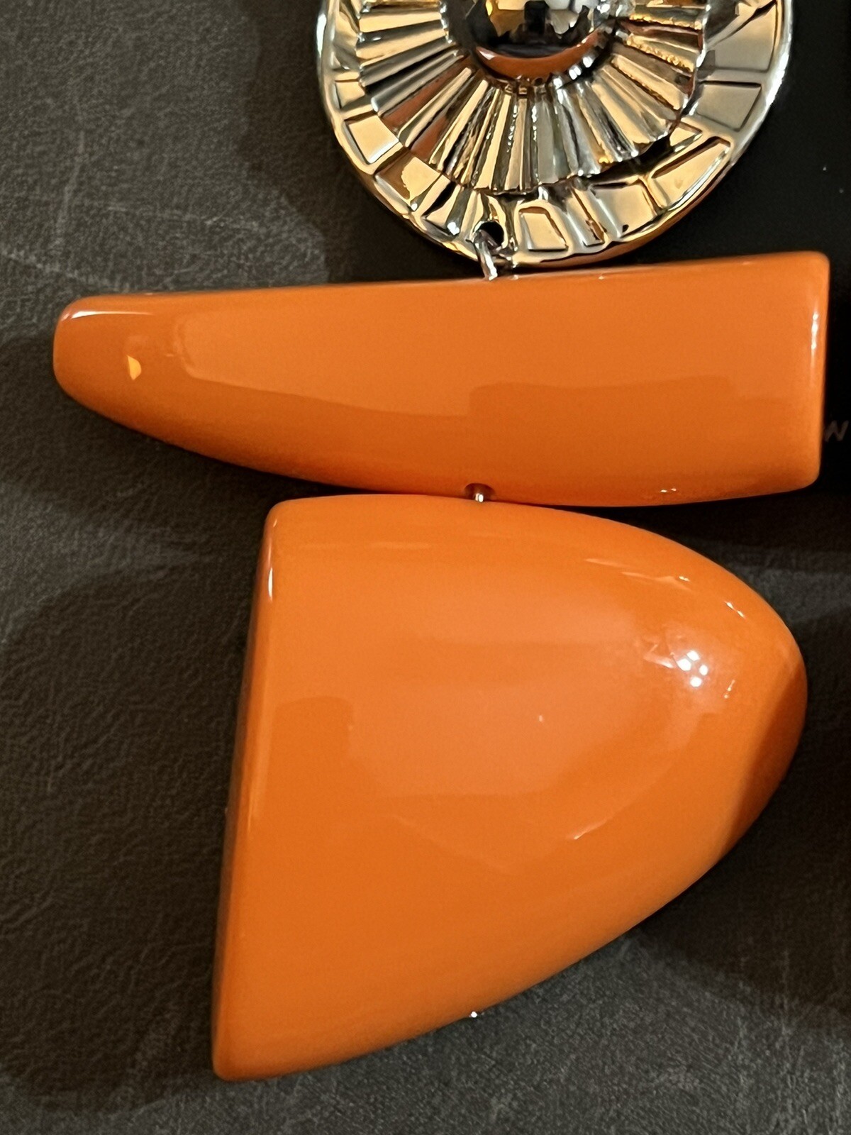 Ashley Stewart Orange & Silver Tone 3.5 In Long Dangle Drop Earrings Statement