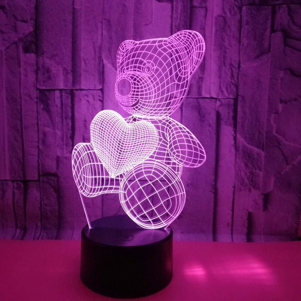 US 1 Pack Love Birthday Teddy Bear Thanksgiving Christmas Wife Gifts LED Light
