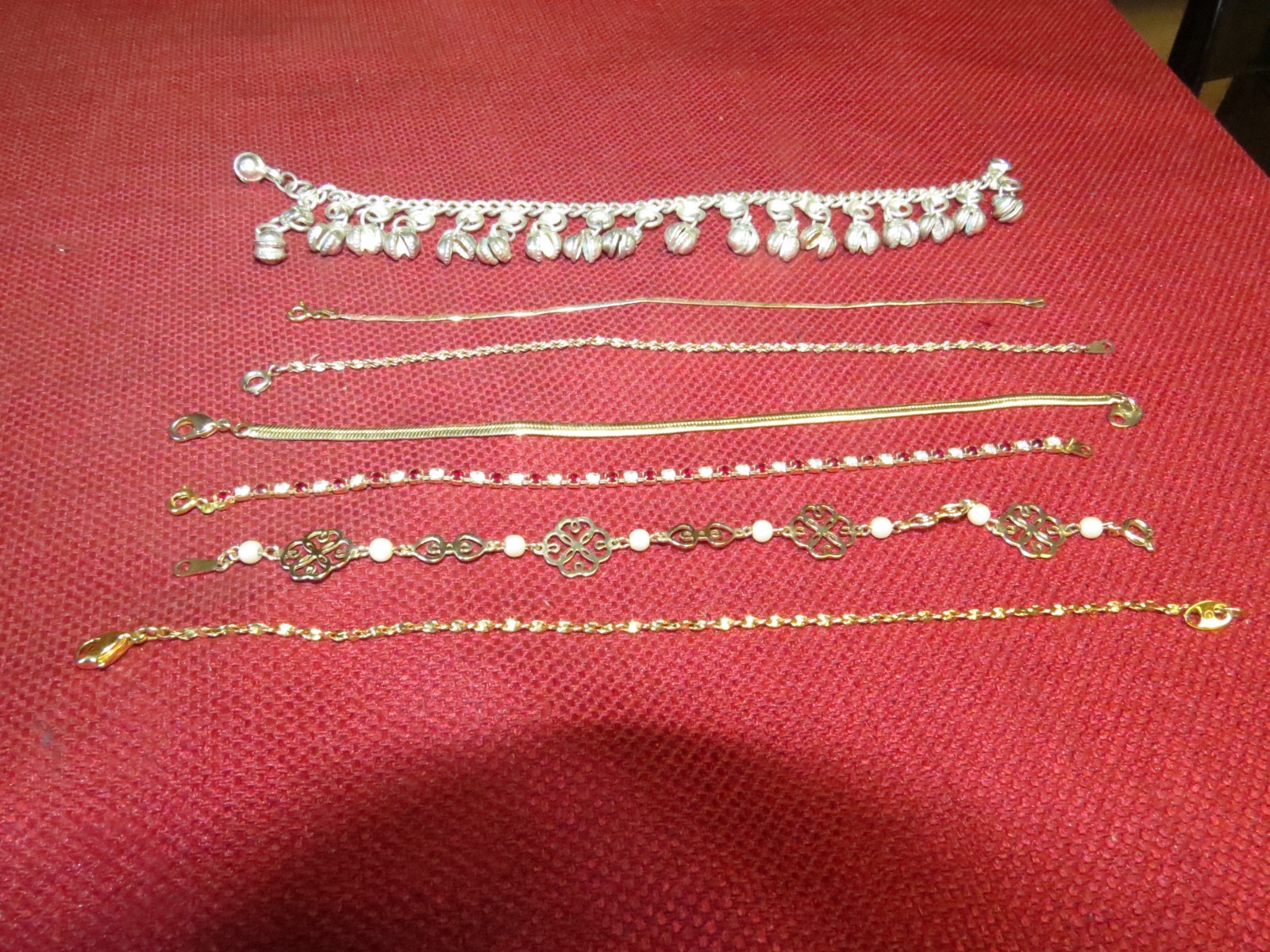 (6) LOT 7″-8″ Silver/Gold Plated Stainless Steel Twisted Rope Chain Bracelets