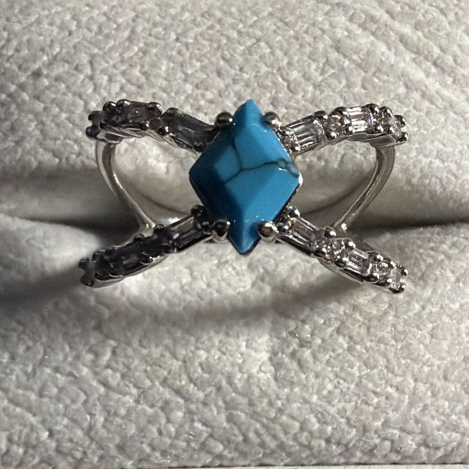 Bomb Party December Ring Sz 10 “Here To Stun” RG68547 Turquoise on Rhodium