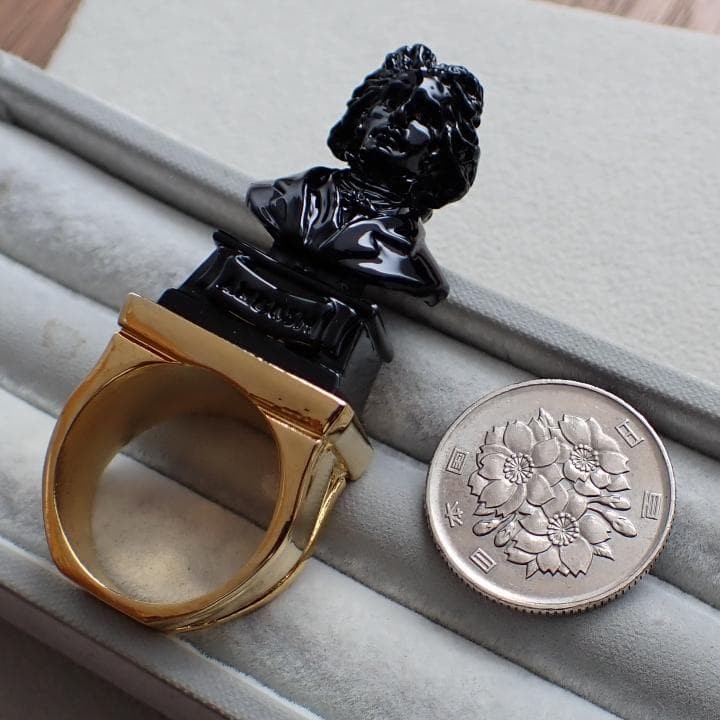 AMBUSH Beethoven Ring Black Gold Size 19.5 Pouch Included Used japan used