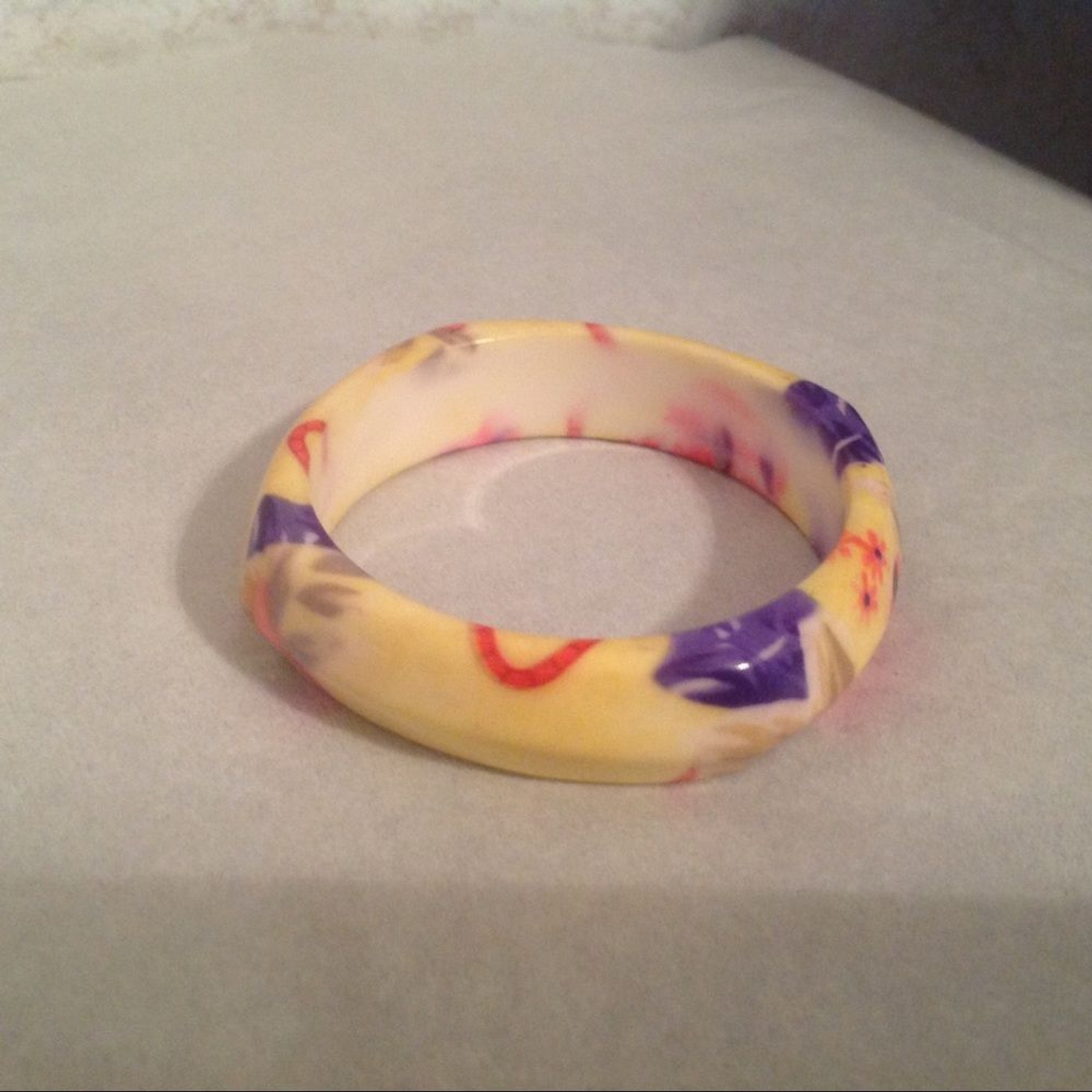 Yellow Flowers Plastic Bangle Bracelet