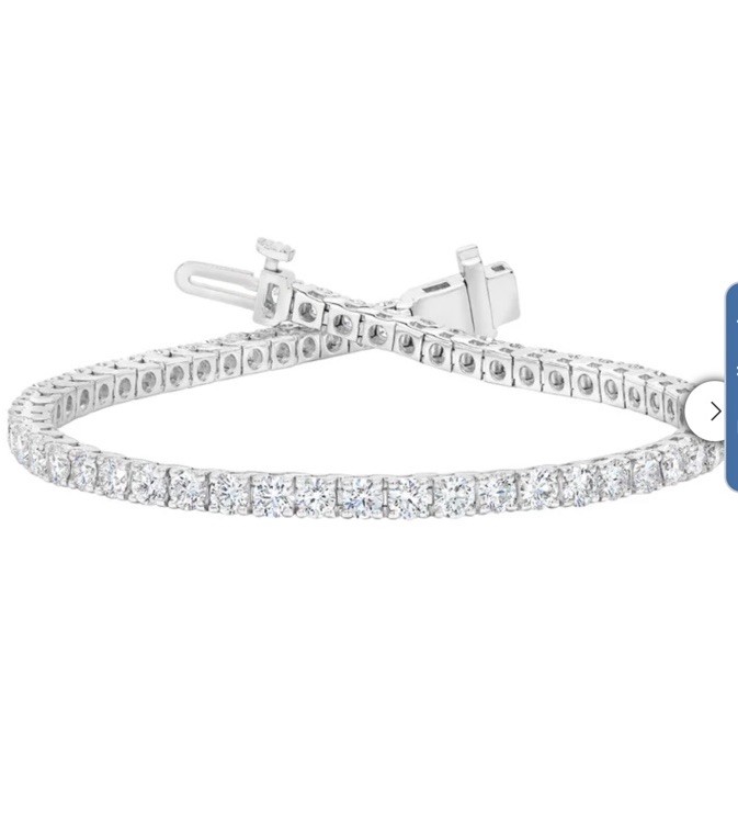 14K White Gold Diamond Tennis Bracelet 61 Round Brilliant VS2 Prong 6.5 inch