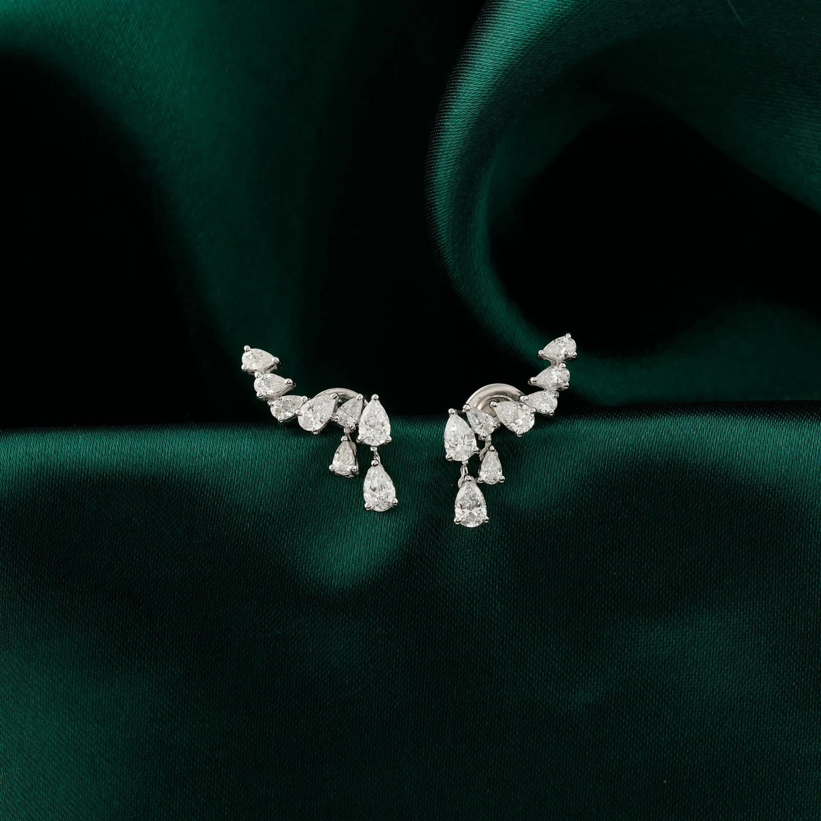 925 Silver moissinite fancy cut earring, for regular and party use.