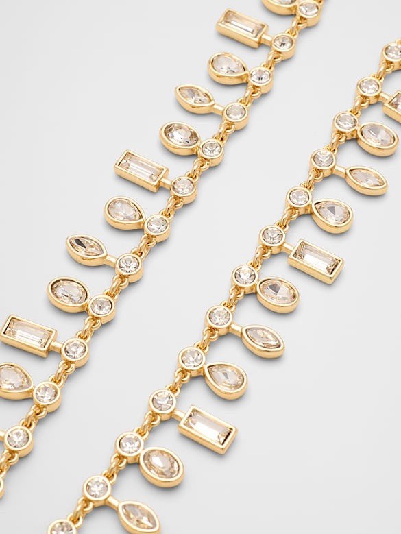 Banana Republic Shine Multi Stone Collar Necklace Gold Tone Crystal Drip NWT