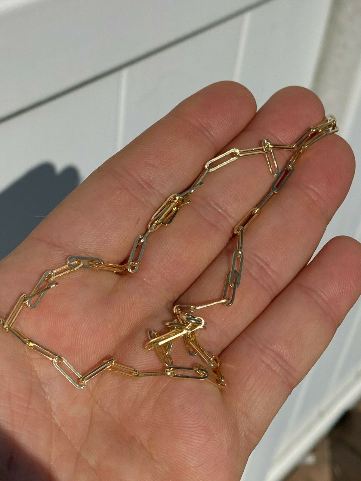 14k Gold Solid Paperclip Rolo Chain Necklace