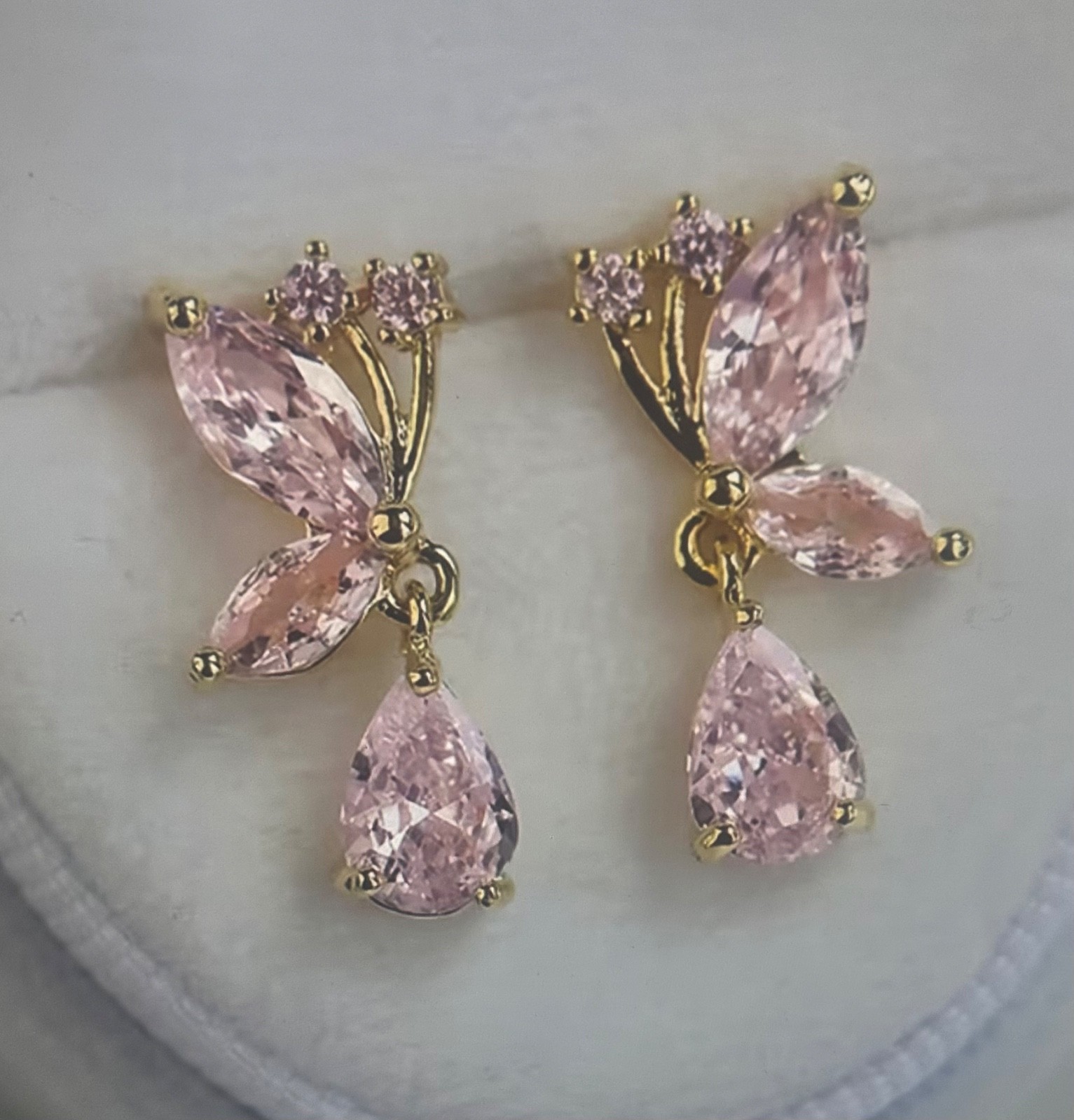 Petite Dainty Pink Drop Dangle Pierced Post Earrings
