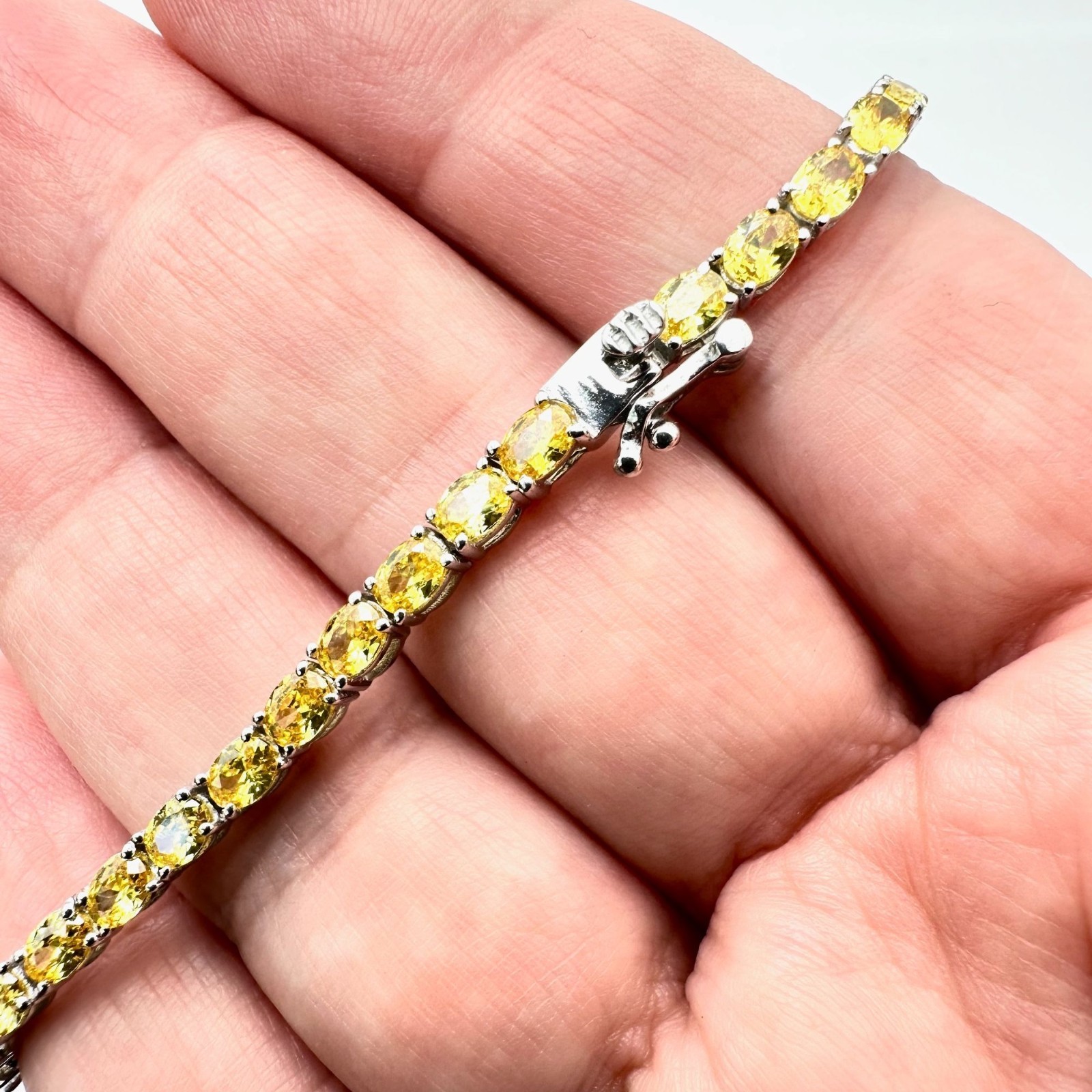 JTV Simulated Canary Diamond Sterling Silver Tennis Bracelet 7 Inch New