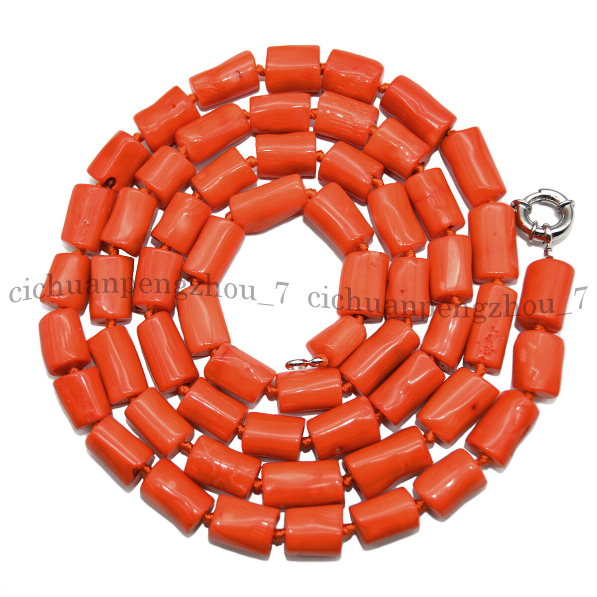 Natural Orange Red Coral Irregular Barrel Gemstone Beads Necklace 14-100 inches