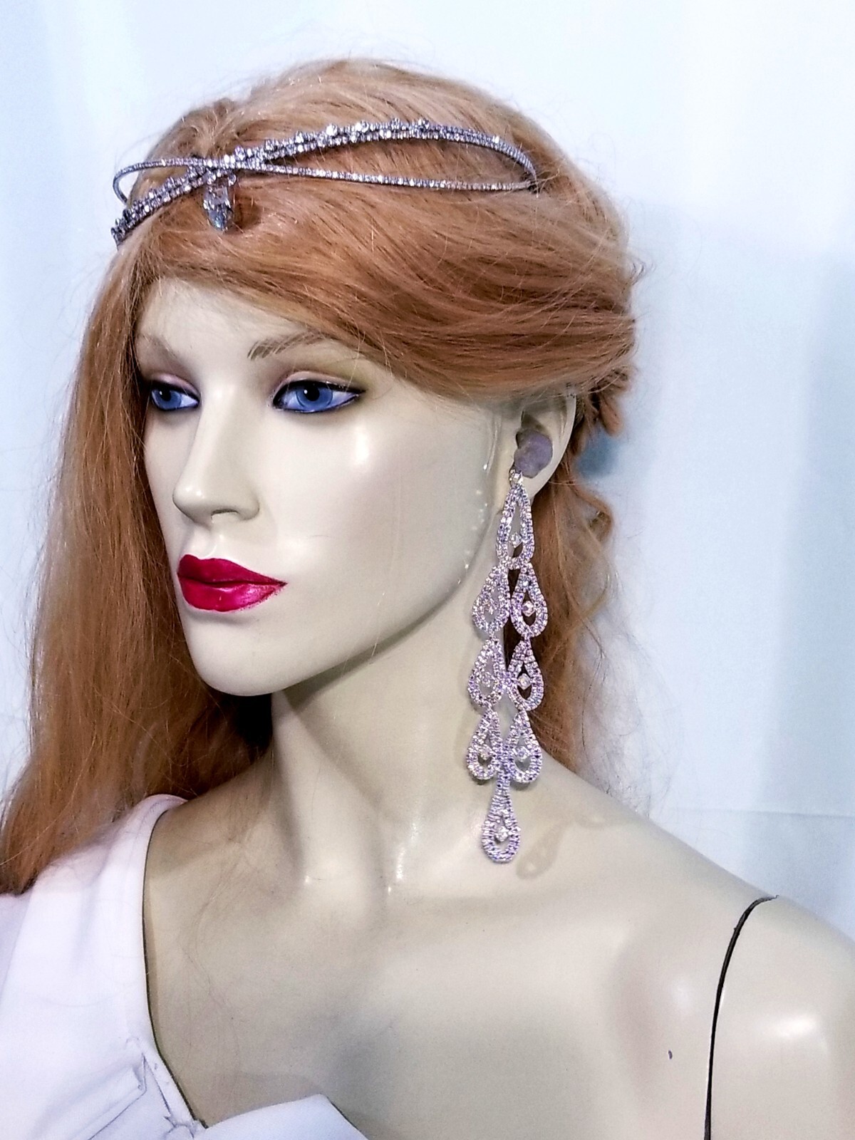 Bridesmaid Drop Dangle Chandelier Earrings 5.8 inch AB Rhinestone Pageant Prom