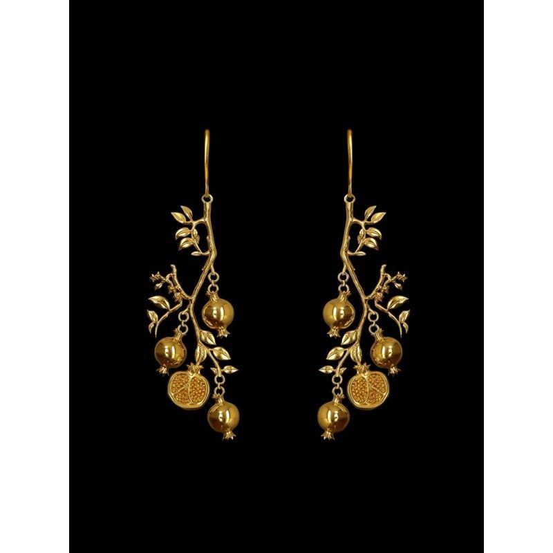 Gold plated pomegranate drop earrings chinese style new chinese fashion 1 pair-