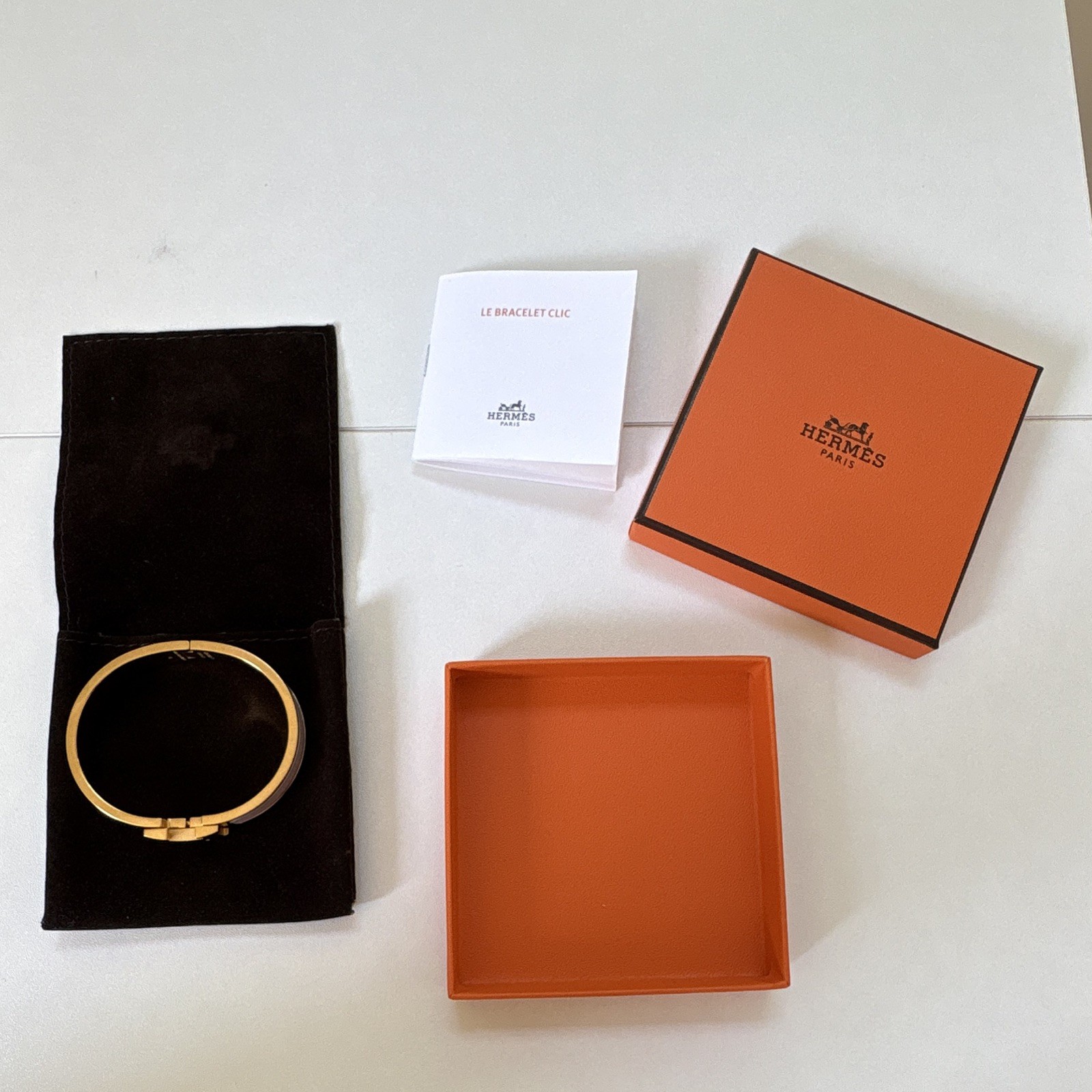 Authentic HERMÈS Clic H Bracelet Pink Enamel Gold Tone