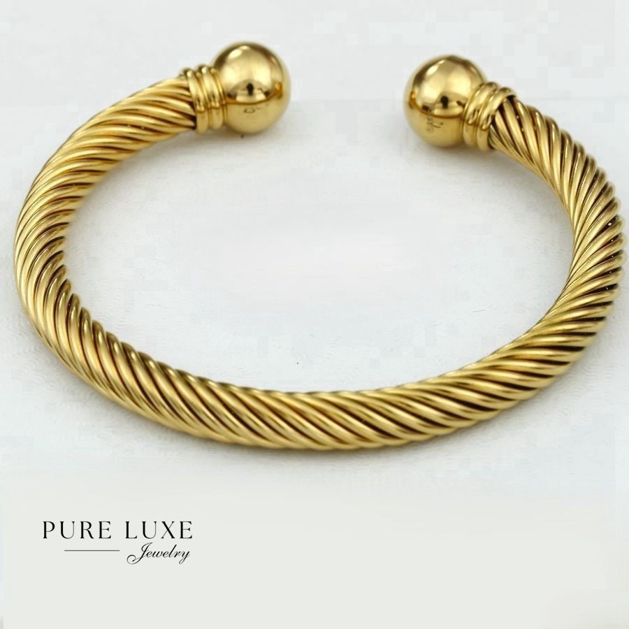 Men’s Stainless Steel 7″ Adjustable,Cuff Bracelet,Gold plated*Box
