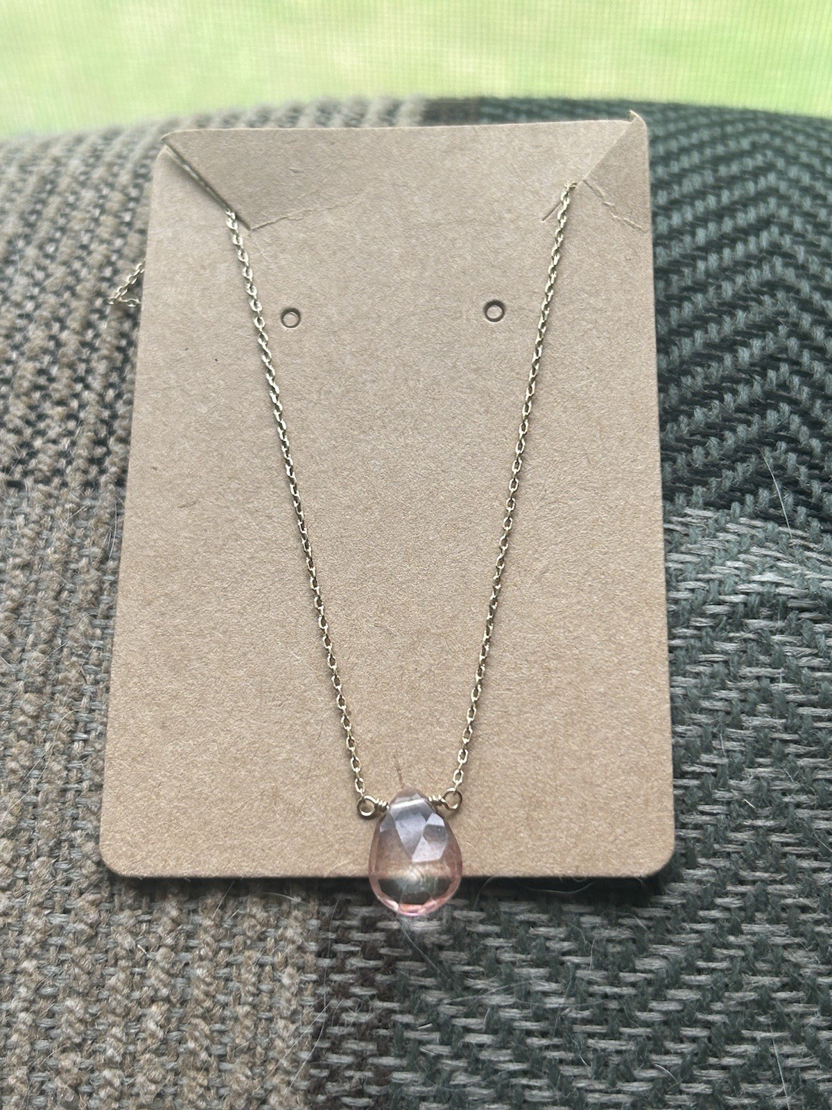 Luna Norte Gold Tone Adjustable Cable Necklace Pink Teardrop Crystal