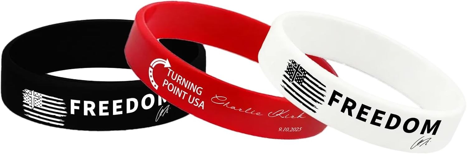 3 Pack Charlie Kirk Freedom Rubber Wristband Bracelet Band for Men Women, Charli