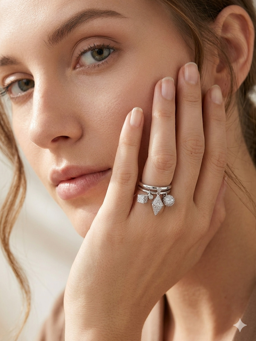SWAROVSKI Dextera Ring Silver Rhodium Plated White Crystals Size 52 UK L In Box