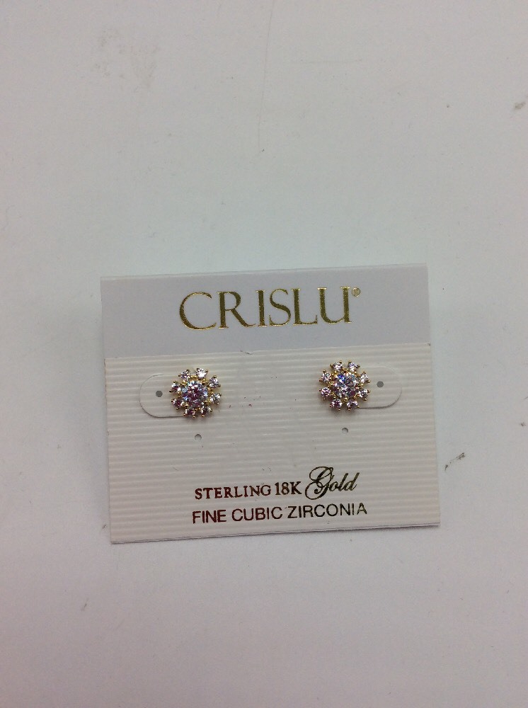 $98 Crislu Florettes Collection Gold Tone Stud Earrings C-14