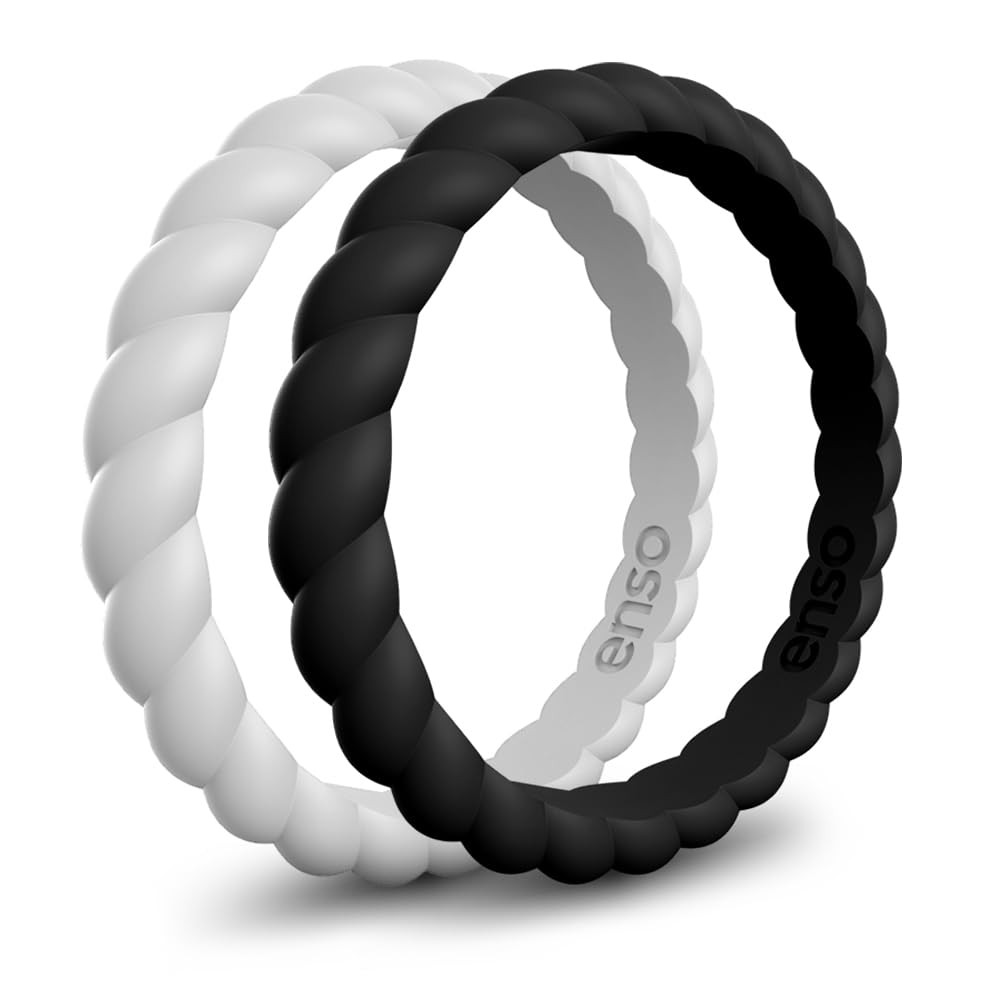 Stackable Braided Silicone Wedding Ring – Comfortable and Flexible Design – O…