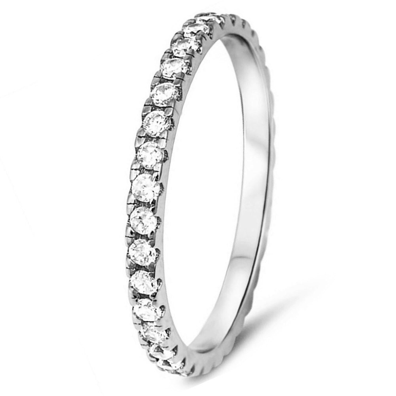 Sterling Silver Elegant Dainty 1.30mm Eternity Cubic Zirconia Band