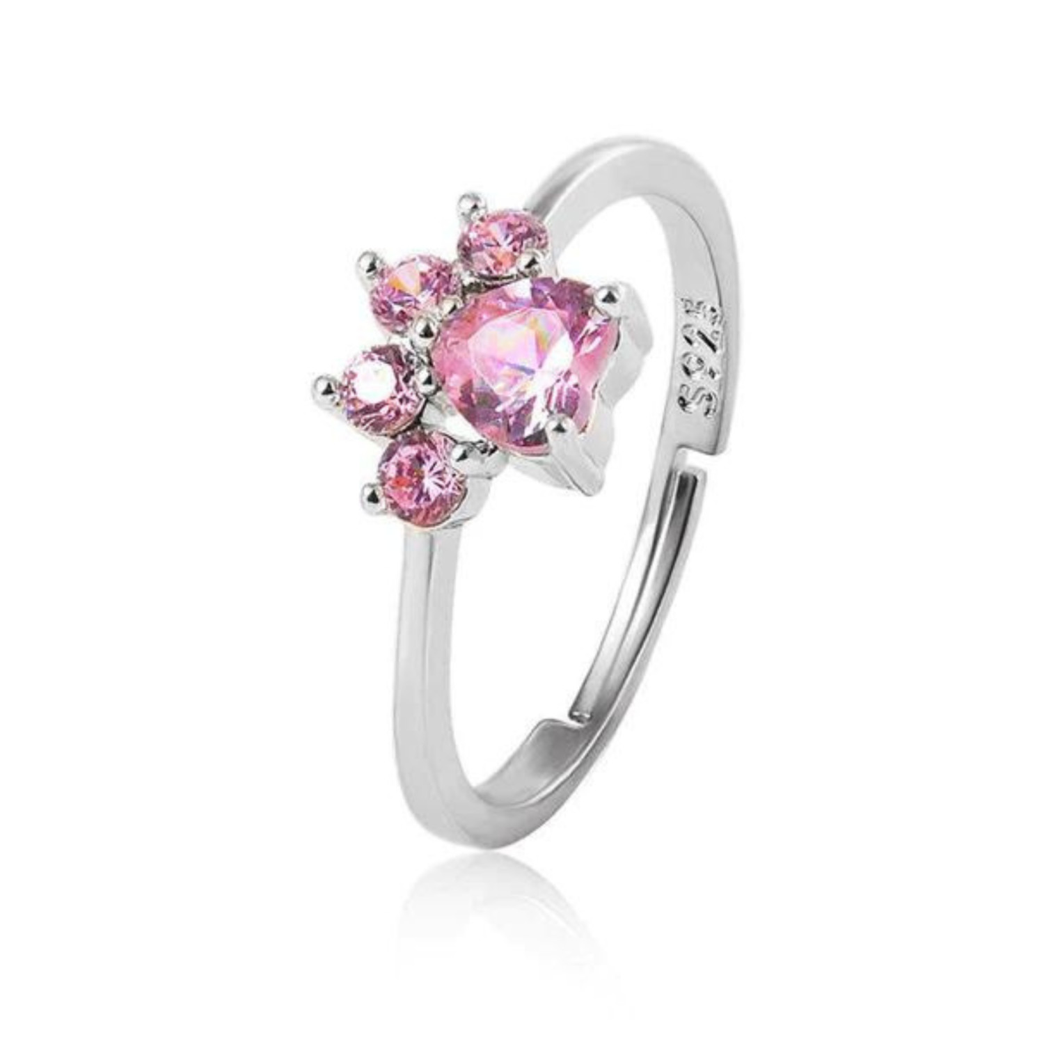 Maya’s Grace Adjustable Crystal Zircon Paw Print Ring for Women