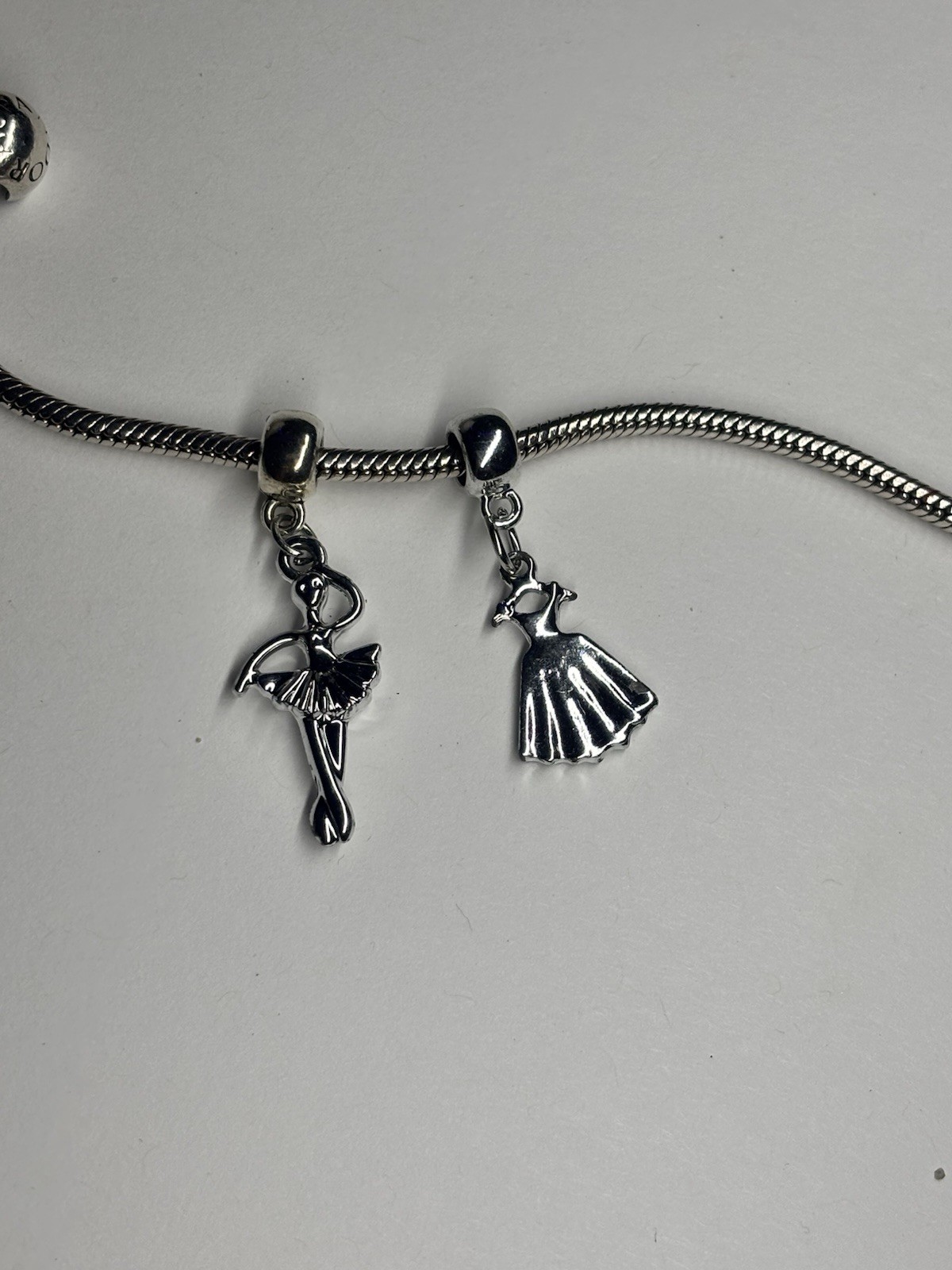 Ballerina & Dress Dangle Charms Beads for European/ Charm Style Bracelets – 2pc