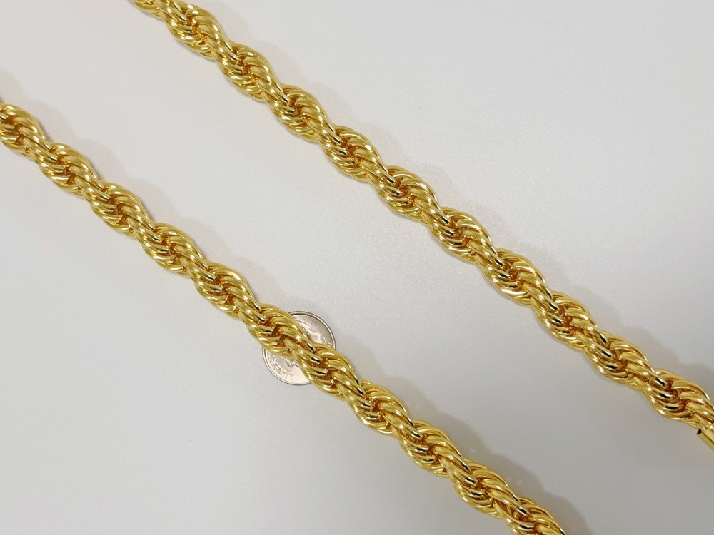18K Yellow Gold Diamond Cut Rope Chain 10mm NecKlace Mens Womens 28″